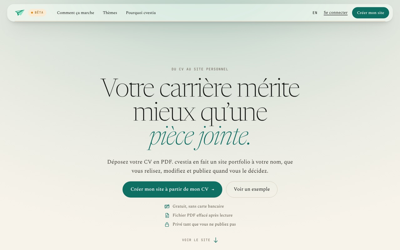 Page d’accueil de cvestia.com
